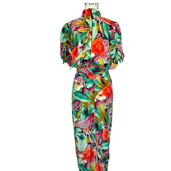Vintage Karen Alexander Multicolored Belted Ruched Floral Print Dress Size 6 - Picture 2 of 10